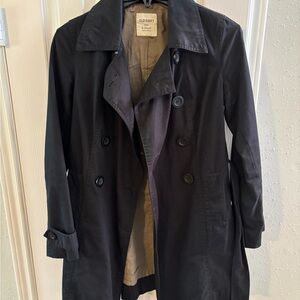 Old Navy Black Double-Breasted Trench Coat
